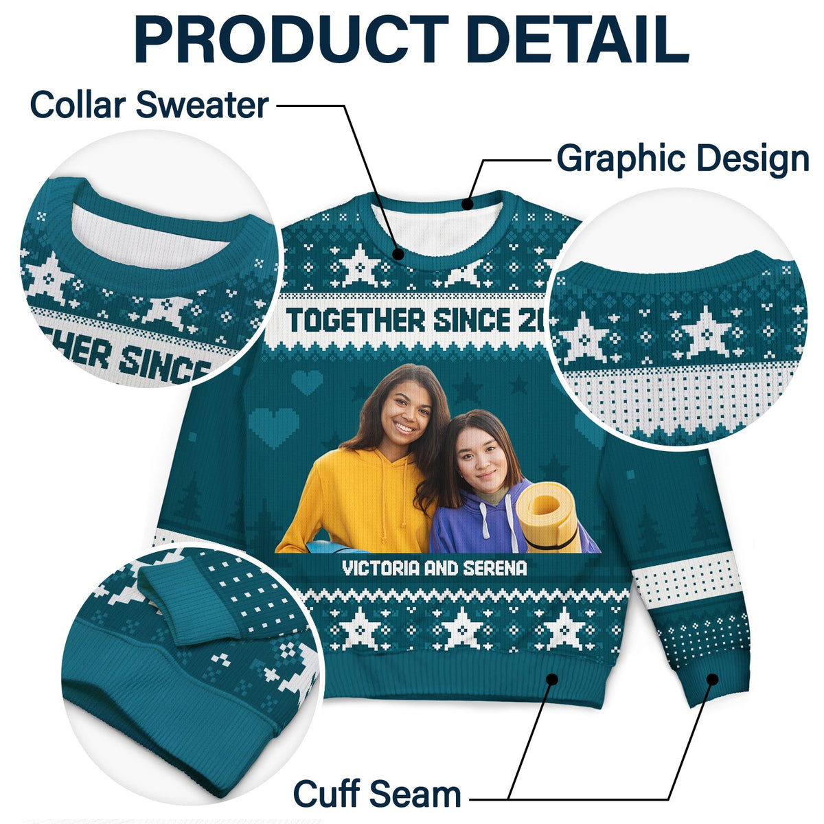 Custom Photo Version 2 - Holiday Gift For Family, Couple, Dad, Mom, Grandpa, Grandma - Personalized Unisex Ugly Sweater