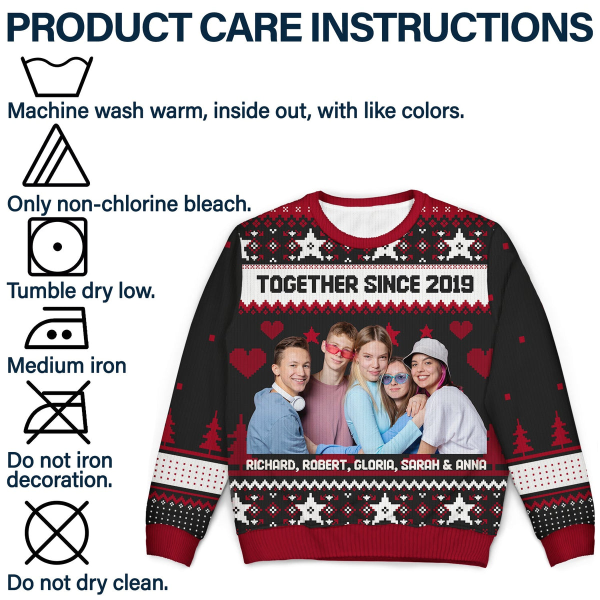 Custom Photo Version 2 - Holiday Gift For Family, Couple, Dad, Mom, Grandpa, Grandma - Personalized Unisex Ugly Sweater