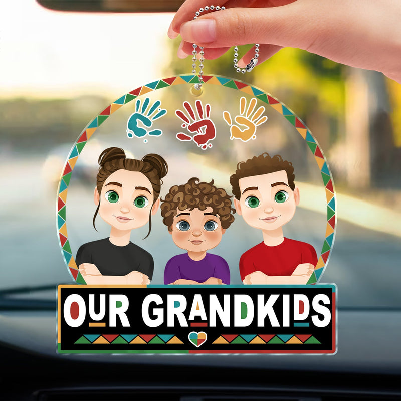 Flat Art My Grandkids Our Grandkids - Gift For Parents & Grandparents - Personalized Acrylic Car Hanger
