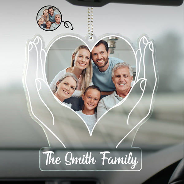 Custom Photo Family - Gift For Mom, Dad, Couples, Sibling, Dog Lovers, Cat Lovers - Personalized Acrylic Car Hanger