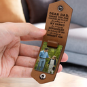Custom Photo Dear Dad Thank You For Teaching Me - Birthday, Loving Gift For Baseball, Softball Father - Personalized Leather Photo Keychain