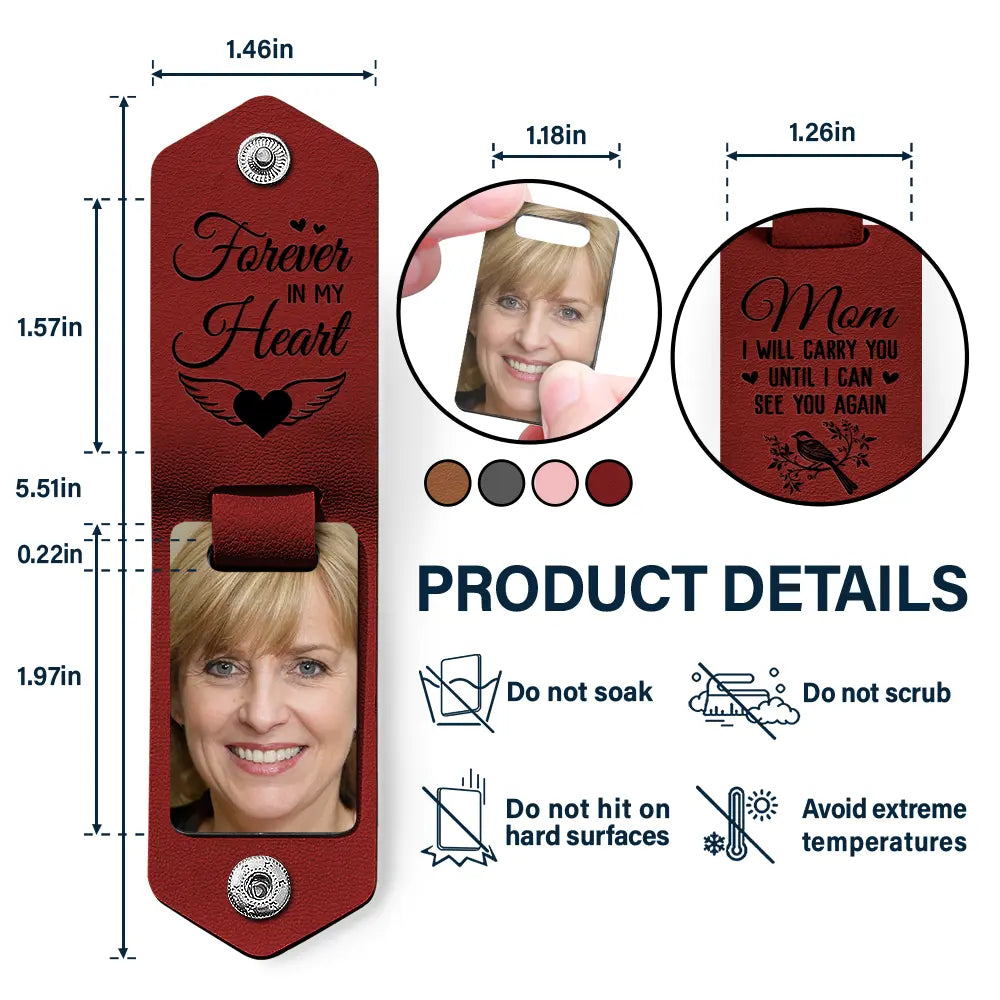 Custom Photo I Will Carry You Until I Can See You Again - Memorial Gift For Family - Personalized Leather Photo Keychain
