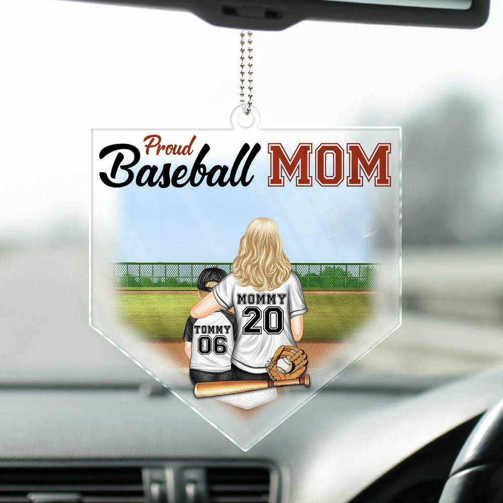 Proud Baseball Softball Mom - Birthday, Loving Gift For Sport Fan, Mom, Mother - Personalized Acrylic Car Hanger