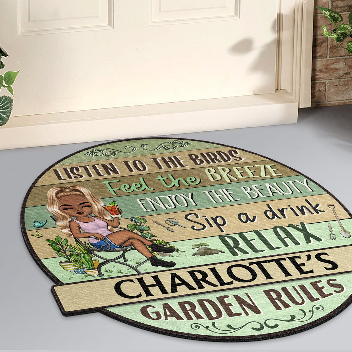 Listen To The Birds Feel The Breeze Gardening - Gift For Garden Lovers - Personalized Custom Shaped Doormat