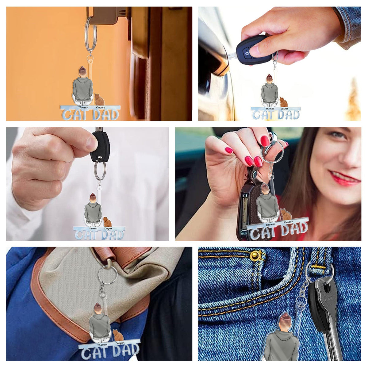 Dog Cat Mom Dad - Gift For Pet Lovers - Personalized Cutout Acrylic Keychain