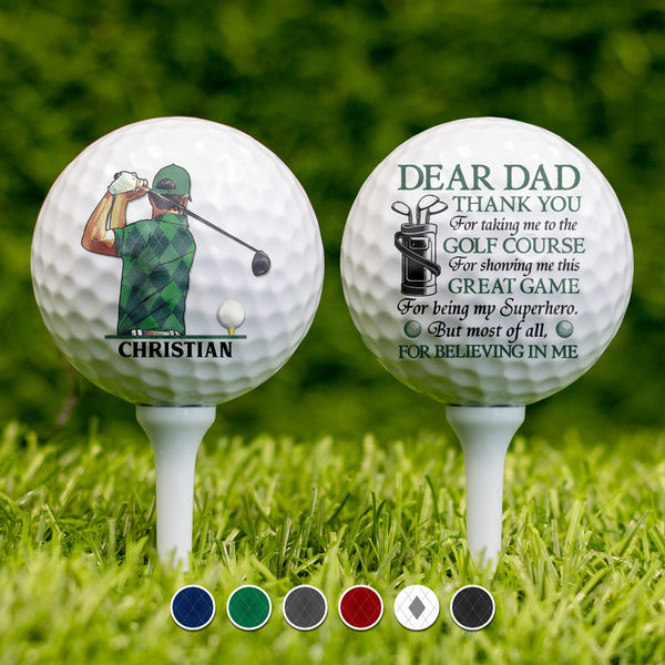 Dear Dad Thank You For Taking Me To The Golf Course - Gift For Father, Golfer - Personalized Golf Ball