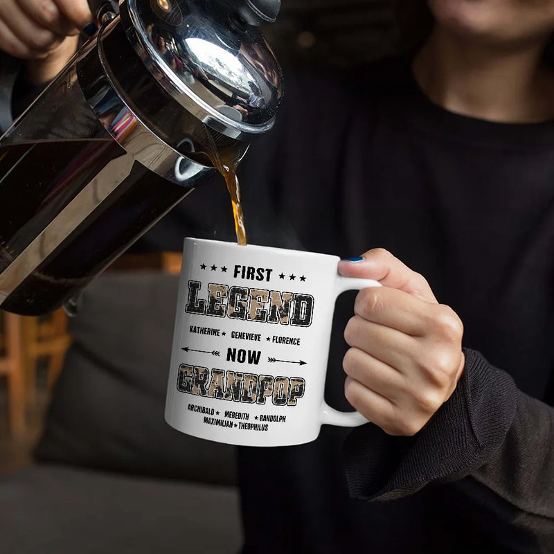 First Dad Now Papa Black World Map - Personalized Mug