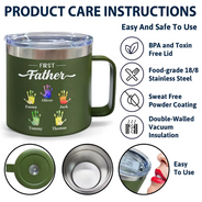 First Dad Now Grandpa - Personalized 14oz Stainless Steel Tumbler With Handle