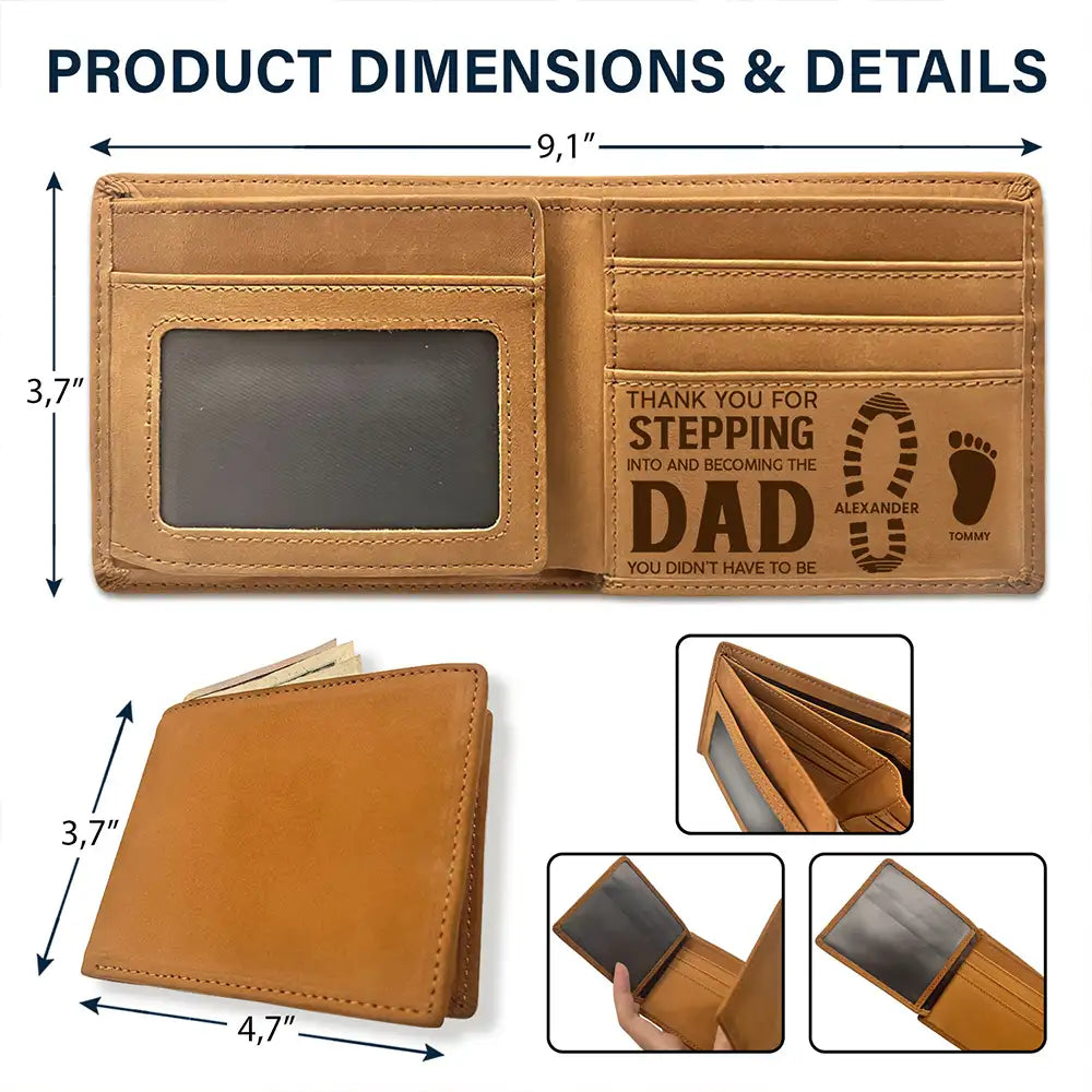 Stepdad, Bonus Dad Thank You For Stepping Into - Personalized Bifold Wallet