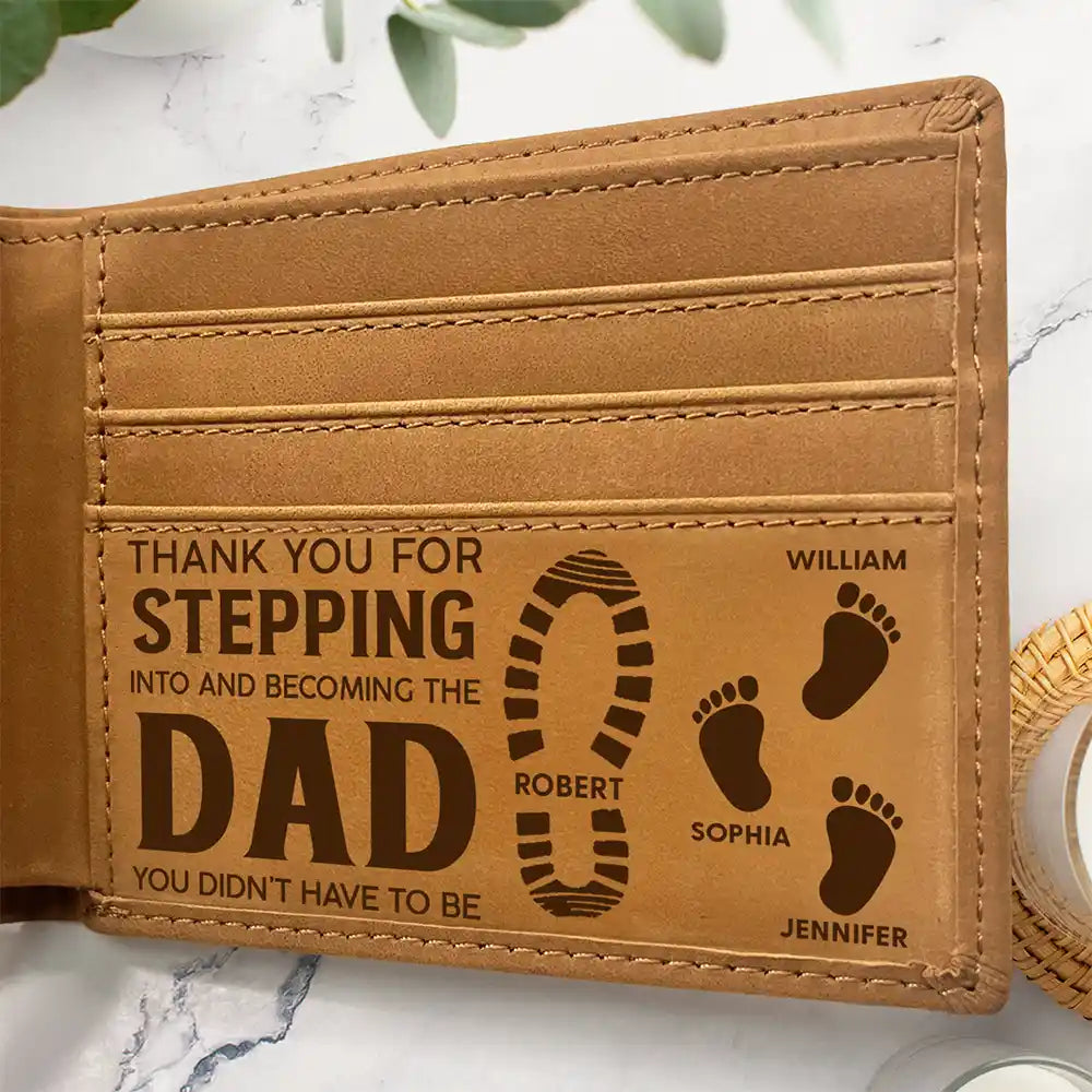 Stepdad, Bonus Dad Thank You For Stepping Into - Personalized Bifold Wallet