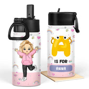 Car Mermaid Unicorn Dinosaur Astronaut Letter Kids - Personalized Kids Water Bottle
