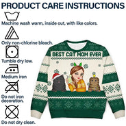 Best Cat Mom Ever Christmas - Personalized Unisex Ugly Sweater
