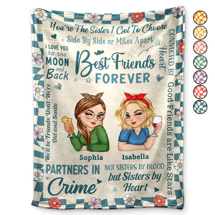 Best Friends Forever Partners In Crime - Personalized Fleece Blanket, Sherpa Blanket