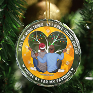 Of All The Weird Things Back View Couple - Personalized Circle Glass Ornament