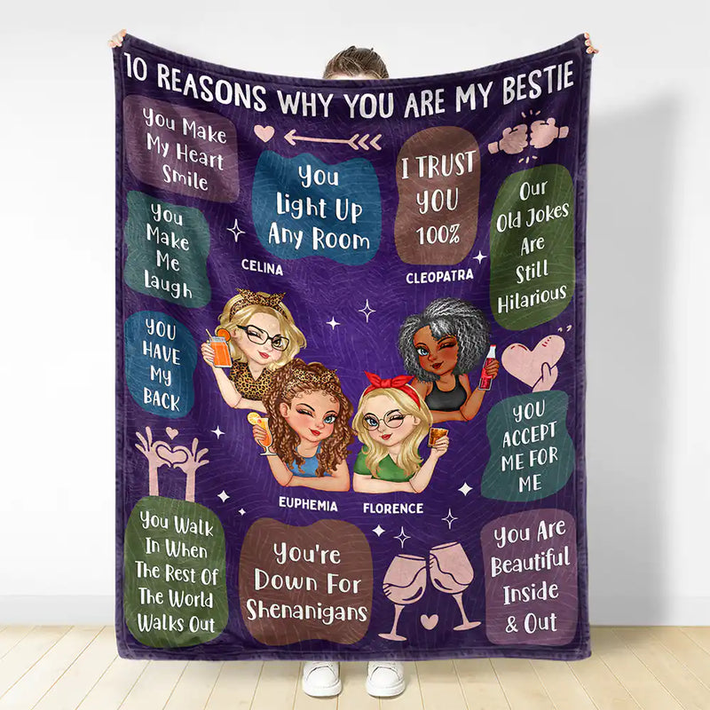 10 Reasons Why You Are My Bestie Friendship - Personalized Fleece Blanket, Sherpa Blanket