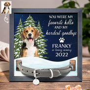 Pet Lovers, Memorial - Custom Photo You Are My Favorite Hello And Hardest Goodbye Pet Face Memorial - Personalized Pet Loss Sign, Collar Frame