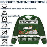 Cat Lovers - Lying Cat Meowy Catmas - Personalized Unisex Ugly Sweater