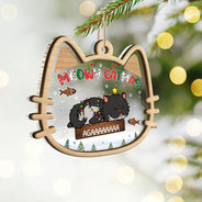 Cat Lovers - Lying Cat Meowy Catmas - Personalized 2-Layered Mix Ornament
