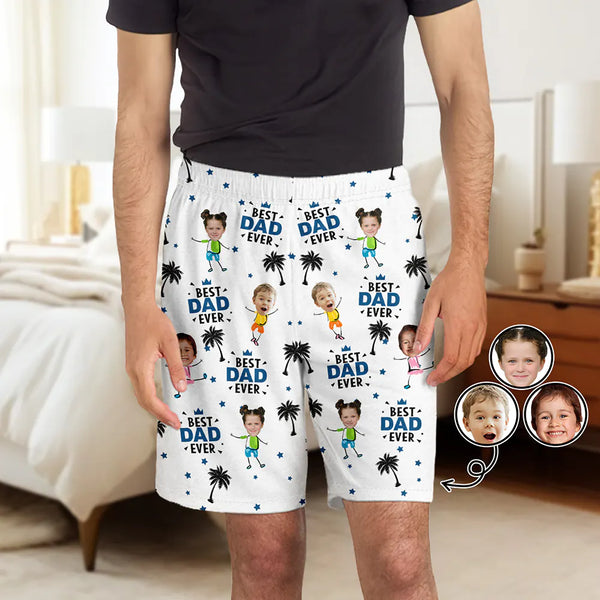 Christmas,Custom Photo,Gift For Father,Gift For Mother,Gift For Grandma,Gift For Grandpa,Happy - Custom Photo Best Dad Grandpa Mom Grandma Ever - Personalized Pajama Shorts