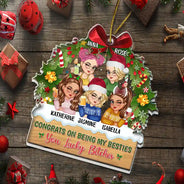 Christmas,Gift For Bestie,Gift For Sisters,Happy - Congrats On Being My Bestie - Personalized Custom Shaped Acrylic Ornament