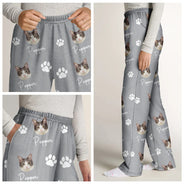 Custom Photo,Happy,Pet Lovers,Dog Lovers,Cat Lovers - Custom Photo Funny Dog Cat Face - Personalized Pajama Pants