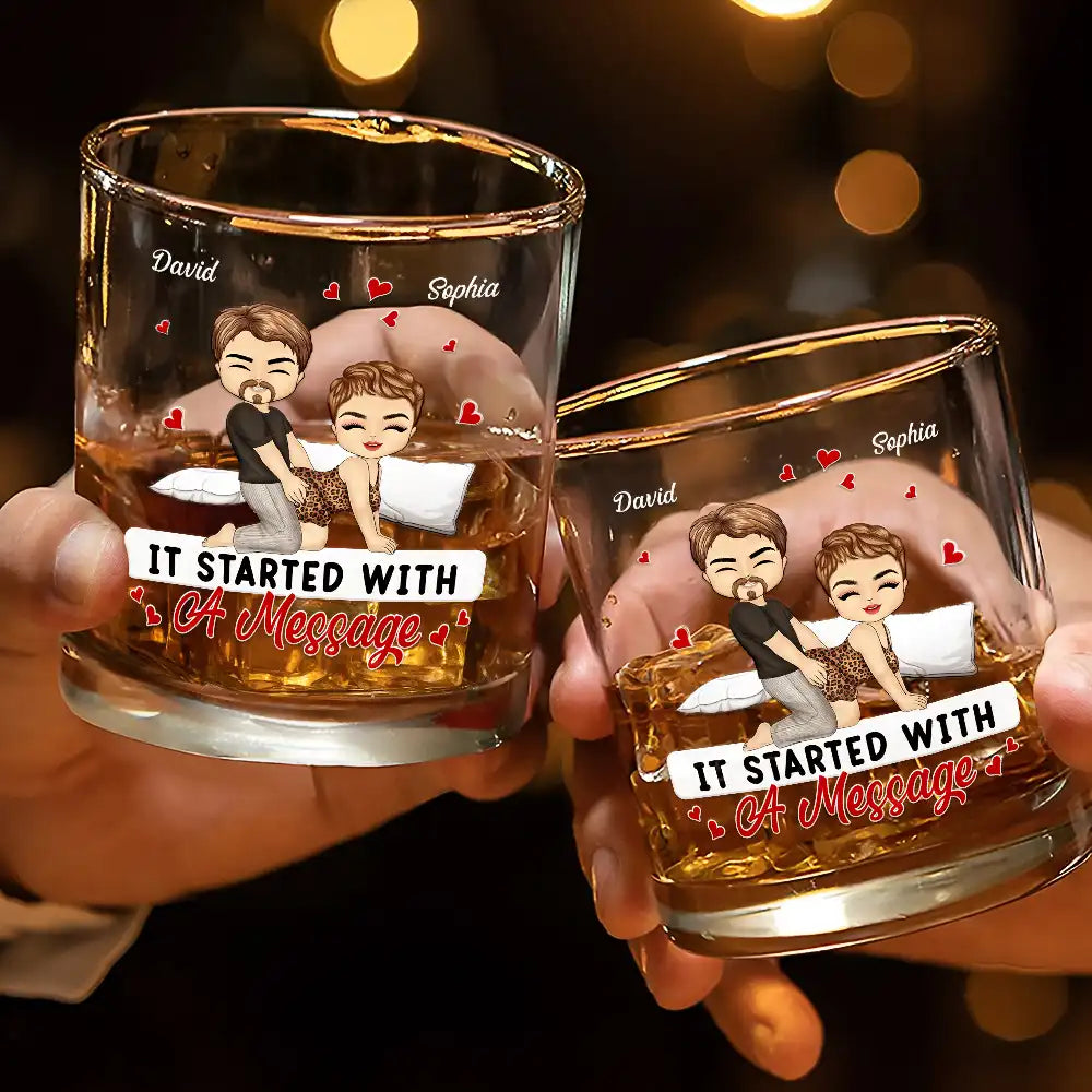 Gift For Couples, Gift For Boyfriend, Gift For Husband, Gift For Wife, Gift For Girlfriend - Couple My Favorite Thing To Do Is You - Personalized Whiskey Glass