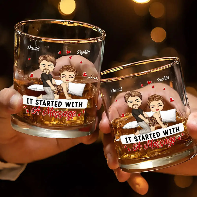 Gift For Couples, Gift For Boyfriend, Gift For Husband, Gift For Wife, Gift For Girlfriend - Couple My Favorite Thing To Do Is You - Personalized Whiskey Glass
