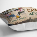 Let's Sit By The Campfire Husband Wife Camping Couple - Personalized Custom Pillow