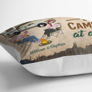 Let's Sit By The Campfire Husband Wife Camping Couple - Personalized Custom Pillow