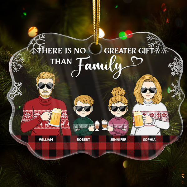 There Is No Greater Gift Than Family Husband Wife Family - Christmas Gift - Personalized Custom Medallion Acrylic Ornament