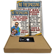No Trespassing Property Patrolled By Crazy Woman Vertical - Home Decor, Backyard Decor, Gift For Dog Lovers & Cat Lovers - Personalized Custom Classic Metal Signs
