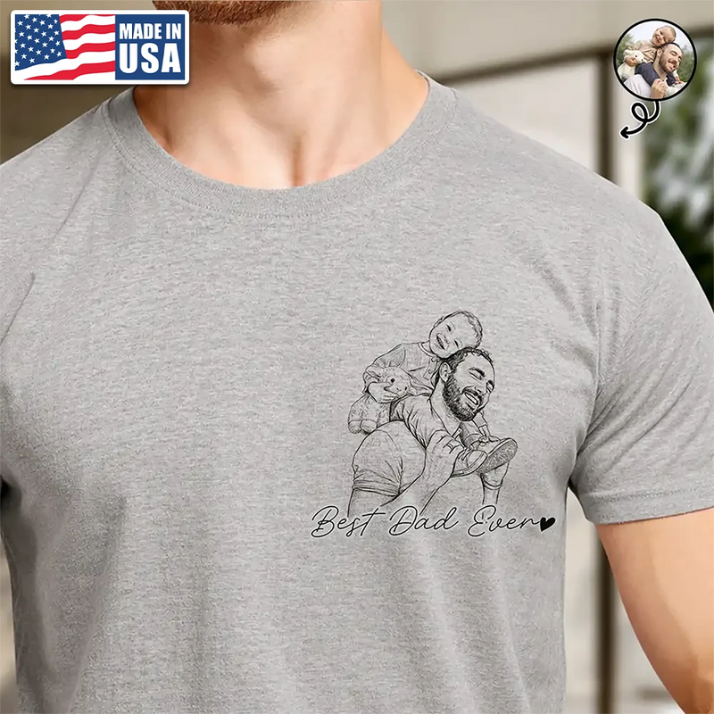 Custom Photo,Gift For Father,Gift For Mother,Family,Happy,Non-Eng,Photo - Pencil Sketch,Playful - Custom Photo Pencil Sketch Family Dog Cat Portrait - Personalised T Shirt