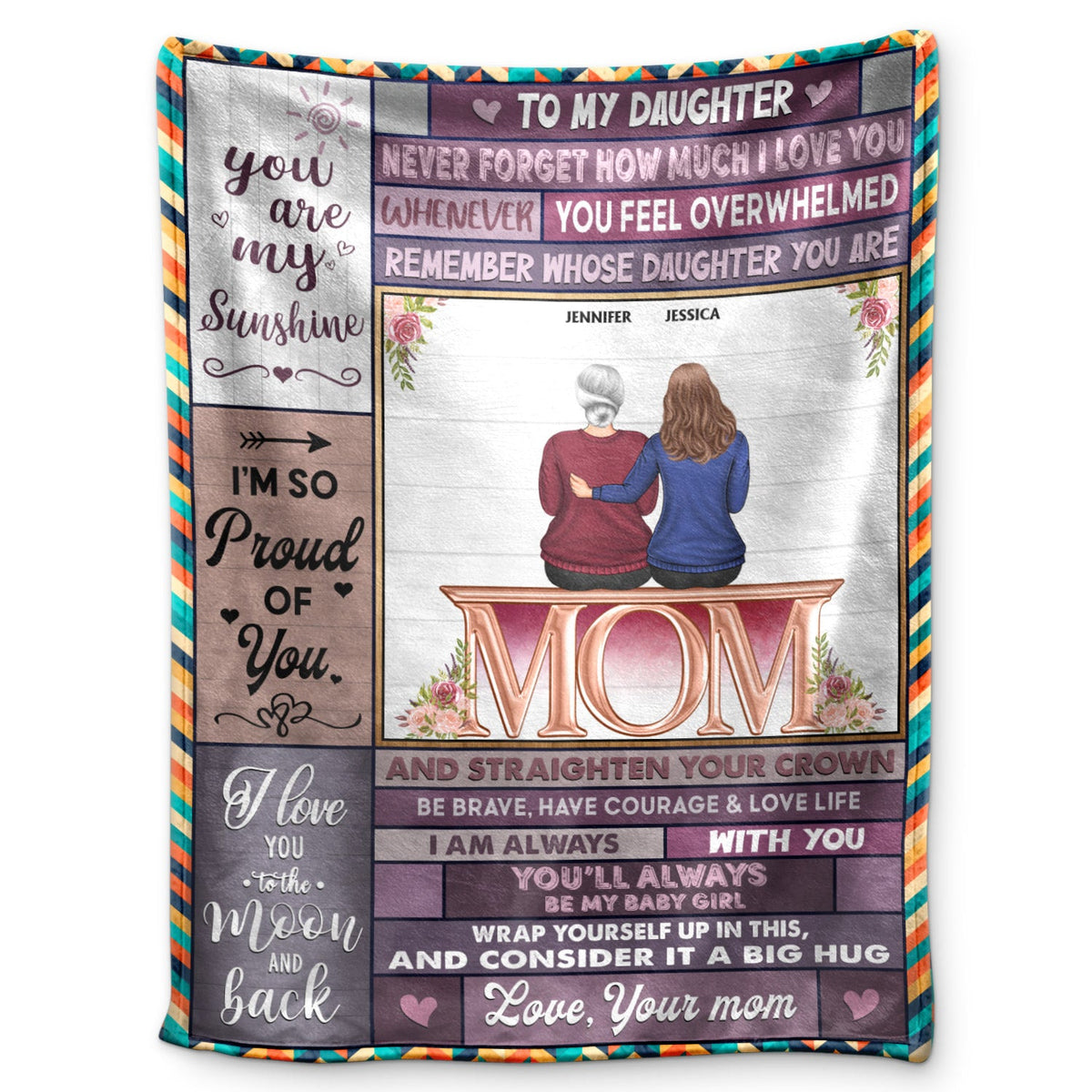 You Are My Sunshine I Love You To The Moon And Back Mother Daughter Parents - Family Gift - Personalized Fleece Blanket