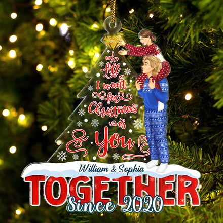 All I Want For Christmas Is You - Gift For Couples - Personalized Cutout Acrylic Ornament