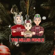 Flat Art Semi-real Pet - Christmas Gift For Family, Couple, Parents, Grandparents, Dog, Cat Lovers - Personalized Cutout Acrylic Ornament