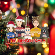 Flat Art Semi-real Pet - Christmas Gift For Family, Couple, Parents, Grandparents, Dog, Cat Lovers - Personalized Cutout Acrylic Ornament