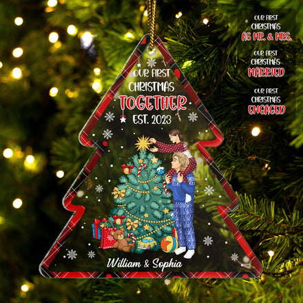 Our First Christmas Together Married - Gift For Couples - Personalized Custom Shaped Acrylic Ornament