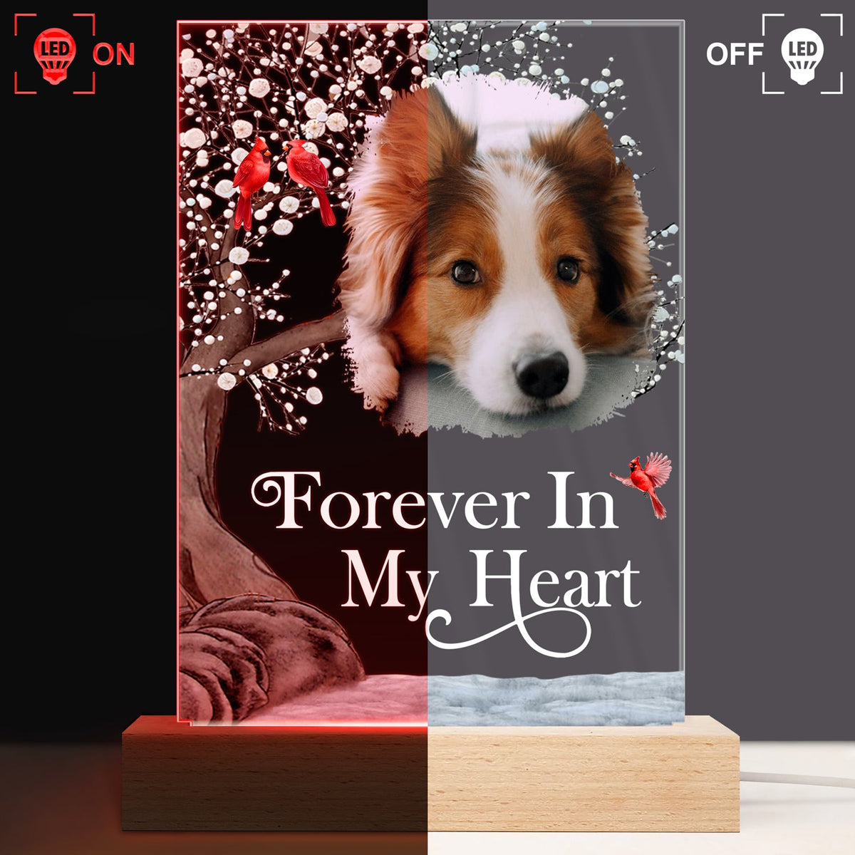 Custom Photo I'm Always With You - Memorial Gift For Family, Friends - Personalized 3D Led Light Wooden Base