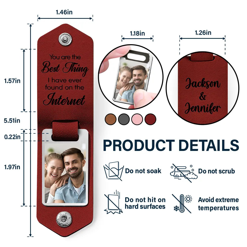 Custom Photo God Blessed The Broken Road - Loving, Anniversary Gift For Couple, Spouse, Husband, Wife - Personalized Leather Photo Keychain