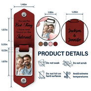 Custom Photo God Blessed The Broken Road - Loving, Anniversary Gift For Couple, Spouse, Husband, Wife - Personalized Leather Photo Keychain