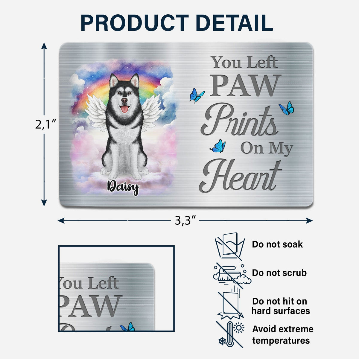 Custom Photo You Left Paw Prints On My Heart - Memorial Gift For Pet Owners, Pet Lovers - Personalized Aluminum Wallet Card