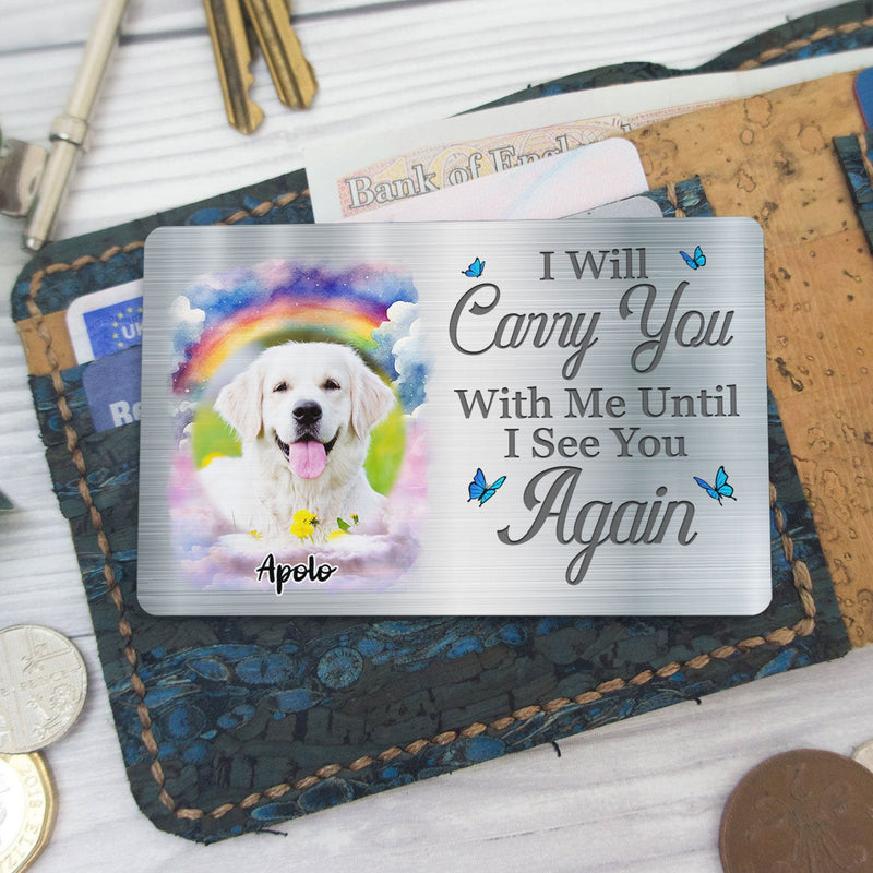 Custom Photo You Left Paw Prints On My Heart - Memorial Gift For Pet Owners, Pet Lovers - Personalized Aluminum Wallet Card