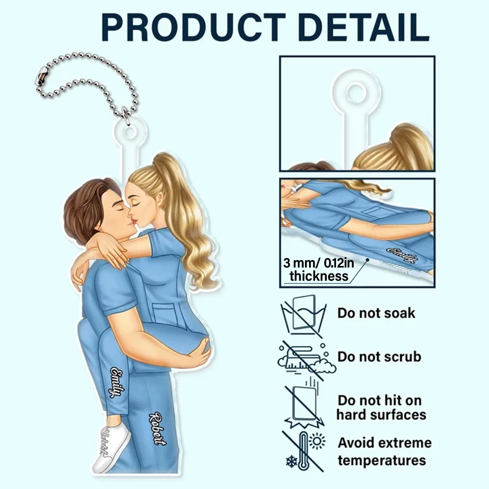 Couple Kissing Occupation - Gift For Couples, Nurse, Firefighter, Police Officer - Personalized Acrylic Car Hanger