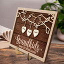 Grandkids Make Life More Grand - Gift For Grandma, Grandpa, Grandparents, Dad, Mom - Personalized 2-Layered Wooden Plaque With Stand
