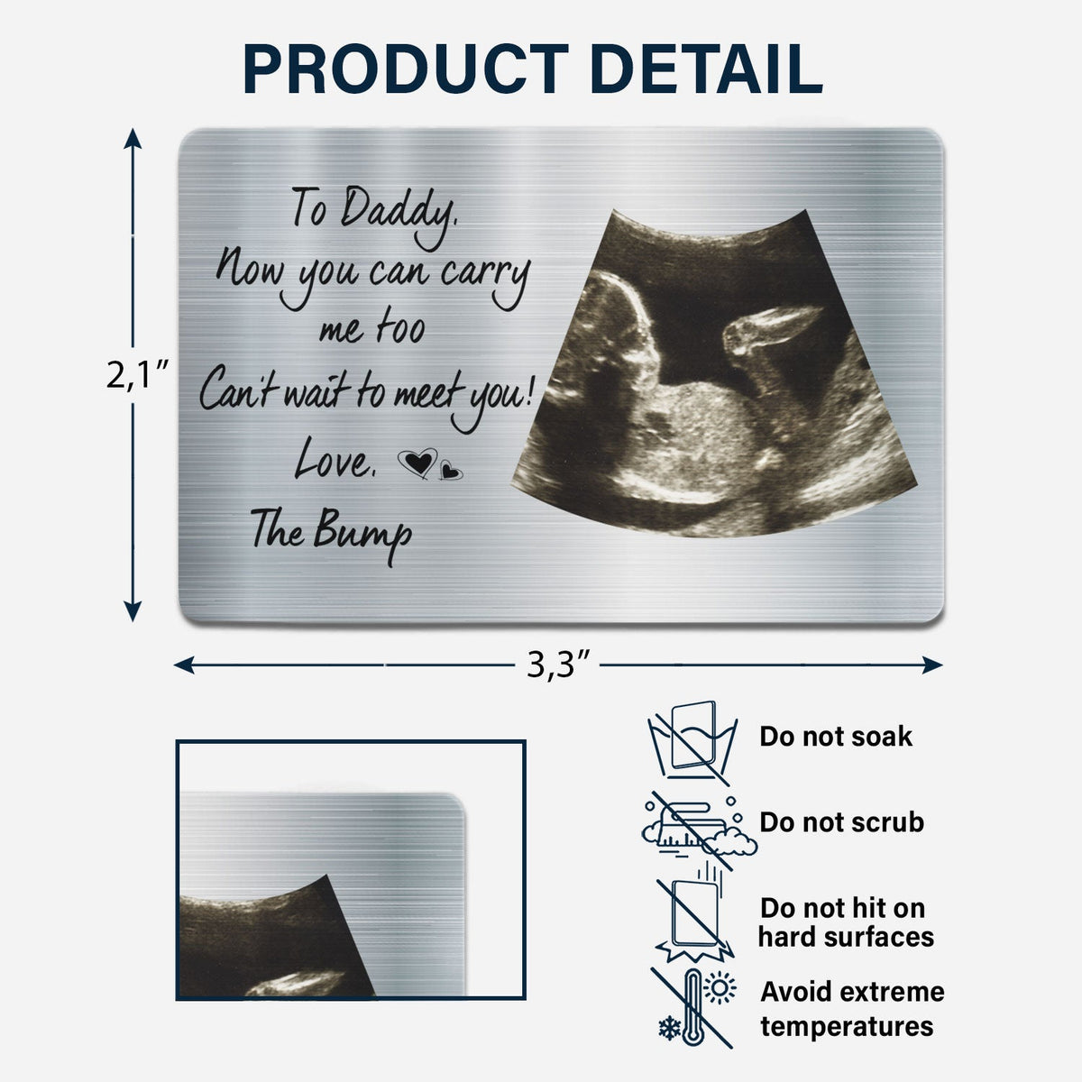 Custom Photo To Daddy Now You Can Carry Me Too - Gift For Dad, Father, New Parents - Personalized Aluminum Wallet Card
