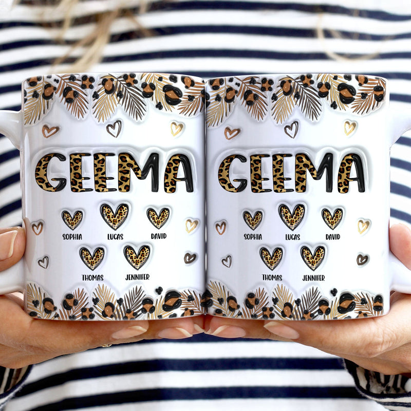 Leopard Nana Title - Birthday, Loving Gift For Mom, Mother, Mama, Grandma, Grandmother - 3D Inflated Effect Printed Mug, Personalized White Edge-to-Edge Mug