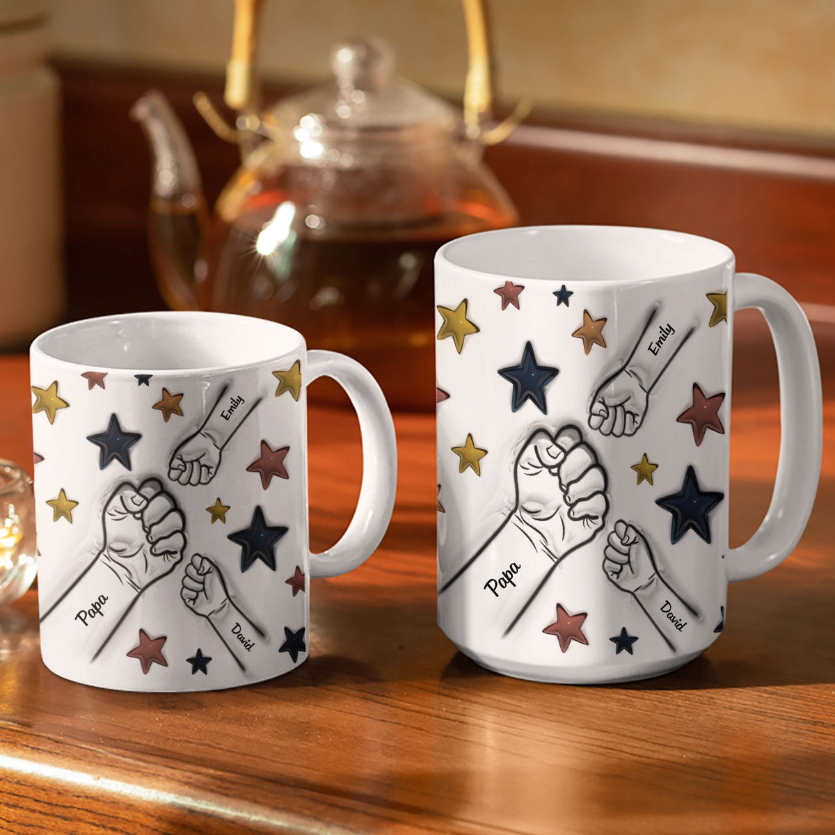 Fist Bump, A Bond That Can Never Be Broken - Gift For Dad, Grandpa, Mom, Grandma - 3D Inflated Effect Printed Mug, Personalized White Edge-to-Edge Mug
