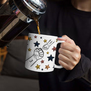 Fist Bump, A Bond That Can Never Be Broken - Gift For Dad, Grandpa, Mom, Grandma - 3D Inflated Effect Printed Mug, Personalized White Edge-to-Edge Mug