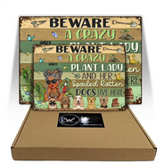 A Crazy Plant Lady & Her Spoiled Rotten Dogs Live Here - Personalized Classic Metal Signs