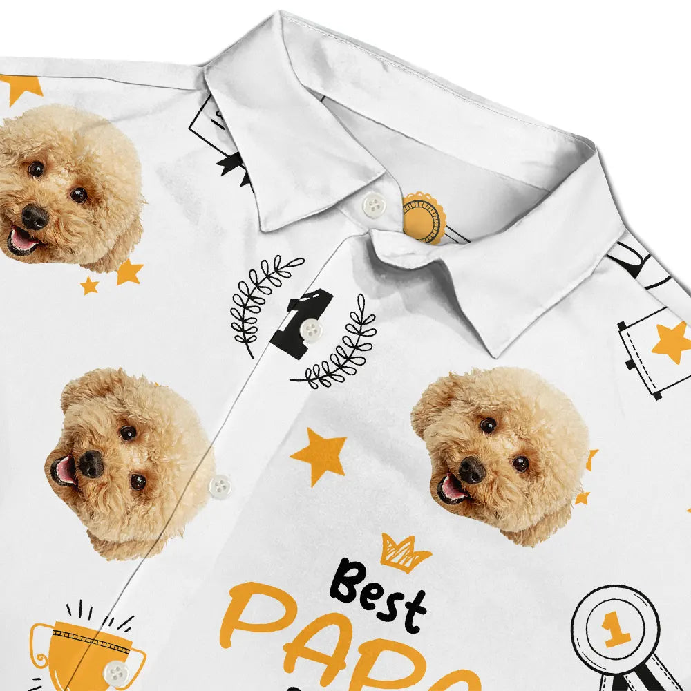 Custom Photo Best Dog Dad Ever Trophy Pet Daddy - Personalized Hawaiian Shirt
